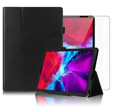 For Apple IPad Pro 12.9 (2022) Case Leather Folio Stand  & Glass Protector 12.9  • £13.95