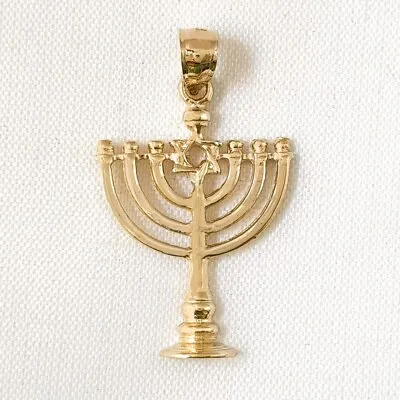 14K Yellow Gold Menorah With Star Of David Pendant / Charm Made In USA  • $161.99