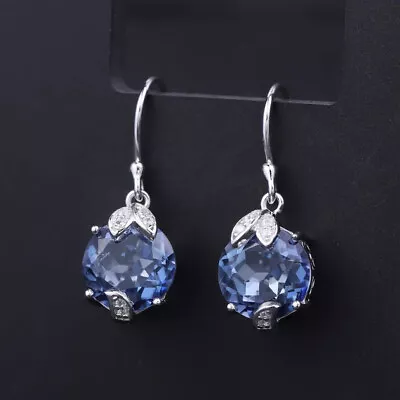 Natural Iolite Blue Mystic Quartz Gemstone 925 Sterling Silver Drop Earrings • $58.07