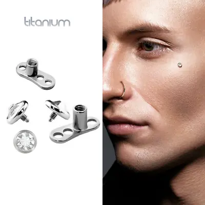 1 SET 2mm 3mm CZ Top + Base G23 Implant Grade Titanium Micro Dermal Anchor Combo • $9.98