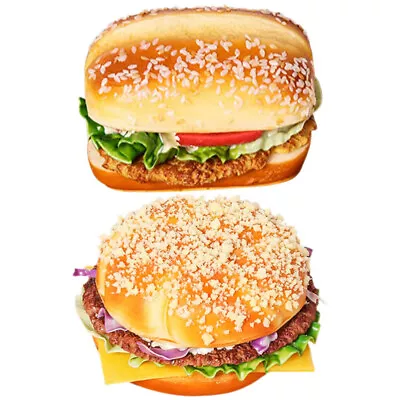  2 Pcs Pu Fake Burger Decor Simulated Burgers Simulation Food • £19.68