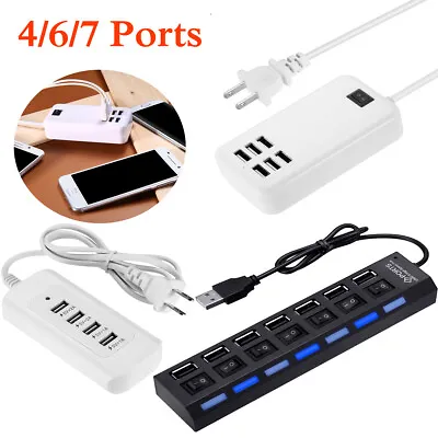 4/6/7 Port Multi-Port USB Wall Travel Charger Desktop USB Hub Charging Station • $9.69
