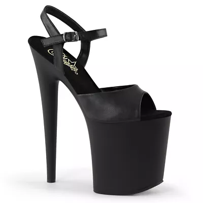 £59.99 • Buy Pleaser Flamingo 809 Black Platform Pole Lap Dancing Stiletto Heel Sandals Shoes
