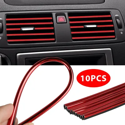 $6.22 • Buy 10pcs Auto Car Accessories Red Air Conditioner Outlet Decoration Strip Universal