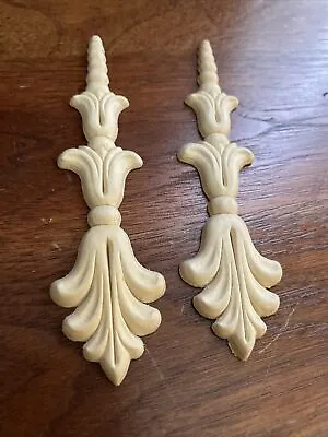 2pcs Ornate Decorative Wood Trim Pieces Carving Unfinished Embellishments USA • $5.82