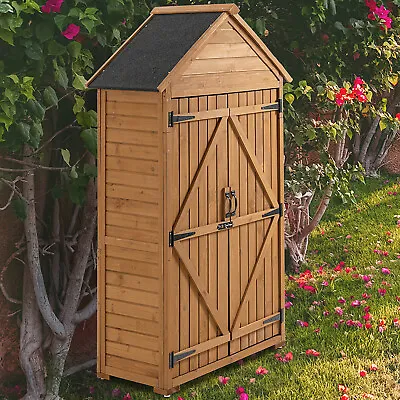 68  Wooden Storage Shed Outdoor Storage Cabinet Vertical Garden Shed For Tools • $334.39