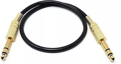 1/4 Inch 6.35mm Big Jack Cable TRS Stereo Balanced Audio Lead Lot Gold • £9.03