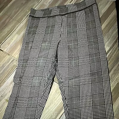 American Eagle Size S Plaid Houndstooth High Rise Leggings Black White Blue • $0.99