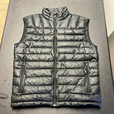 Patagonia Men's Medium Down Sweater Vest Black Size Medium Sty84621 26x22 • $74.99