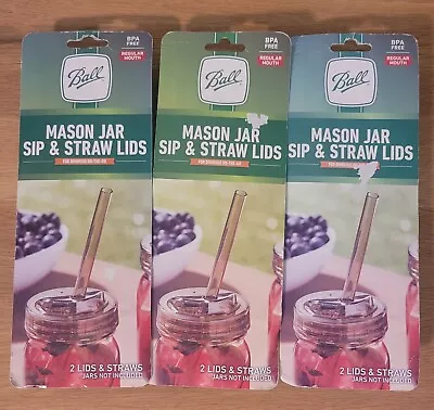 3x Ball Mason Jar Sip And Straw Lids BPA Free New Regular Mouth Size • $15.95