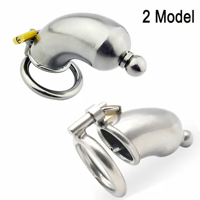 Male Chastity Cage Device For Men Short Metal Locking Belt CC188 Stainless Steel • $22.79