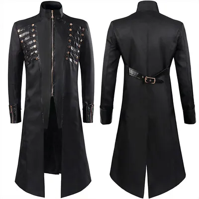 Hot Gothic Mens Uniform Long Coat Cosplay Punk Victoria Vampire Party Top Jacket • $40.46