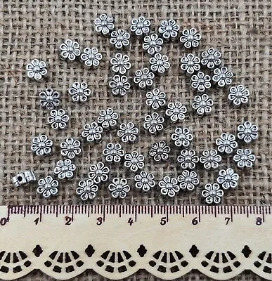 £3.50 • Buy 50 Daisy Flower Spacer Beads 6mm Tibetan Silver Jewellery Making Findings Crafts