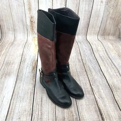 Vince Camuto Flavian Riding Boots Black And Brown Leather In Women's Size 8.5 B • $30.95