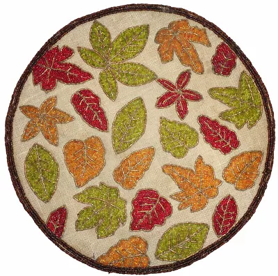 Maple Leaf Round Set Of 2 Table Mat Plate Charger Decorative Handmade Placemat • $51.99