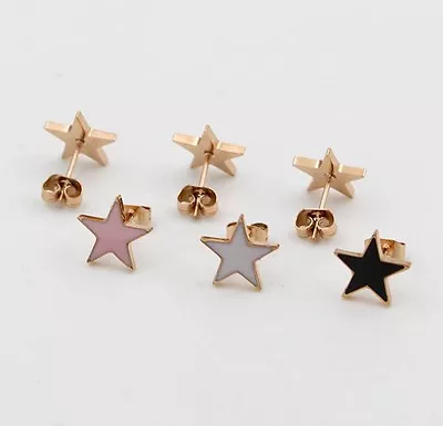 Two Tone Rose Gold Titanium Stainless Steel Hobby Star Stud Earrings Gift PE9 • $4.95