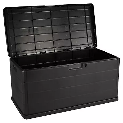 350L Outdoor Patio Anthracite Plastic Garden Storage Box With Handles & Wheels • £49.99