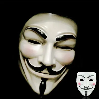 2 Pack Of V For Vendetta White Mask Fawkes Anonymous Halloween Cosplay Costume • $8.99