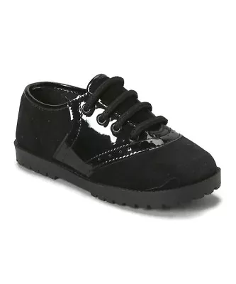 $7.99 • Buy Velvet & Patent Black Saddle Shoes Girls Or Boys Infant & Toddler Sizes 1 To 10