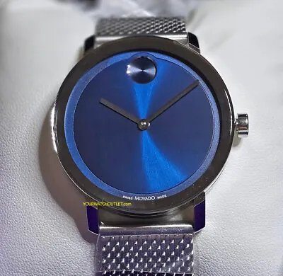 Movado Bold Evo Watch Brushed Case Blue Dial Silver Hands Mesh Bracelet 3600901 • $299.88