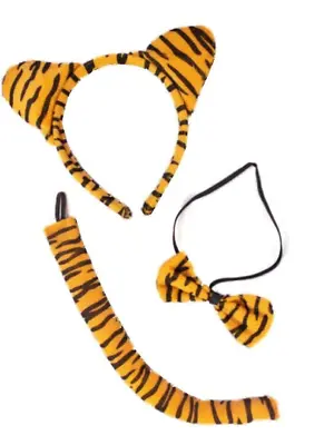 Animal Safari L Tiger Headbands Tail And Bow Fancy Dress Costume Zoo • $17.07