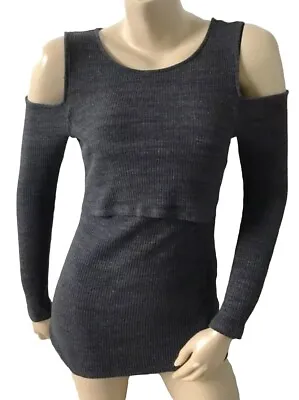 A PEA IN THE POD Womens Size Medium Dark Gray Cold Shoulder Maternity Sweater • $19.99