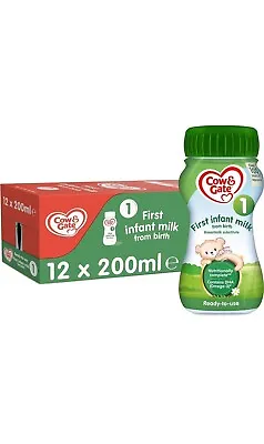 Cow & Gate 1 First Infant Baby Milk Ready To Use Liquid Formula From Birth 20 • £9.99