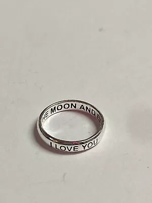 925 Sterling Silver Women’s Band “ I Love You To The Moon And Back” Size 6.5 • $55.20