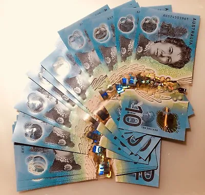 🌟2x EARLY RELEASE AH PREFIX AUSTRALIA NEW $10 Dollar 2017 Lowe/Fraser Bank Note • $59.96