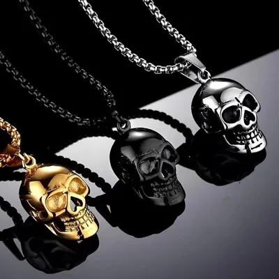 Skull Skeletons Pendant Necklace Men's Gothic Punk Retro Jewelry Chain 24  Gift • $11.99
