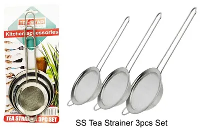 £3.99 • Buy 3pc Strainer Quality Stainless Steel Mesh Colander Food Tea Small Filter Sieve