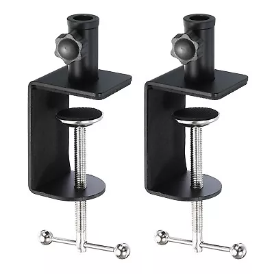 2Pcs 0.49  Hole Dia. Metal Universal C-Clamp Table Lamp Mic Arm Desk Clamp Black • $23.47