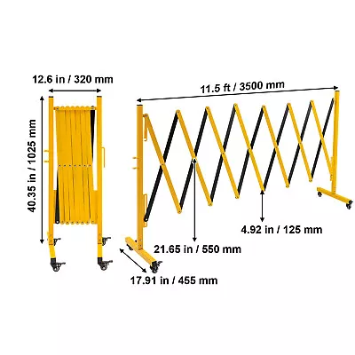 Ginkman 3 Sizes Expandable Metal Barricade + Casters (Yellow And Black) • $125.99