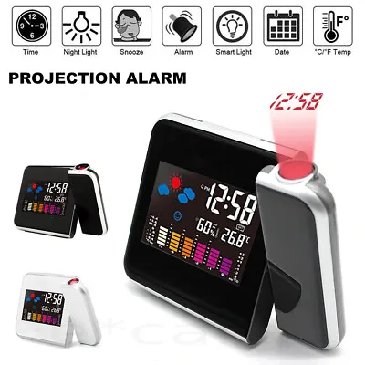 Projection Alarm Clock Weather Station Thermometer Temperature Humidity Monitor • $9.99