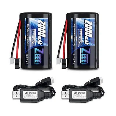 2x Zeee 2S Li-ion Battery 2000mAh 7.4V Battery With SM 2P Connector USB Charger • $21.24