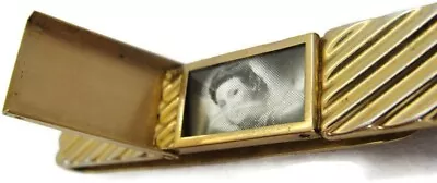 Swank Hidden Picture Tie Bar Gold Tone Vintage Men Dress Accessories Unique • $23.99