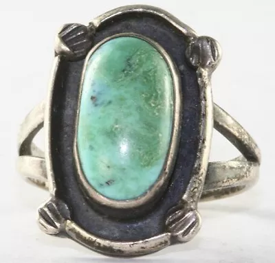 Vtg 1950's Sterling Silver Turquoise Ring Size 7.5 • $87.50