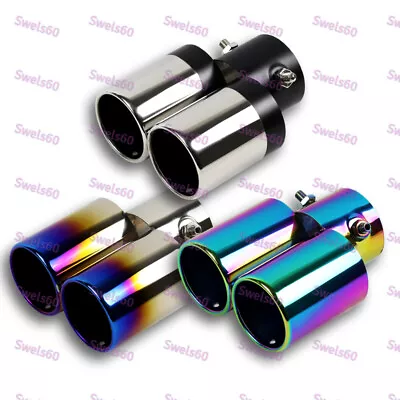 1PCS NEW Auto Dual Exhaust Pipe Tailpipe Stainless Steel Tail Muffler Tip Throat • $18.19