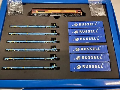 2d-007-011 Dapol N Gauge Class 66 Ews Db Brand & 6 Megafrets Russell Dcc Fitted • £250