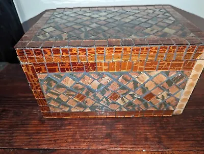  Glass Mosaic Tile Wood Trinket Jewelry Box Multi-Color  • $11