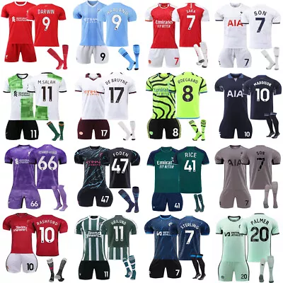 2023/24 Kids Foot Full Kits Boy Girls Sports Ball Strip Shirt Shorts Socks 22th • £19.99