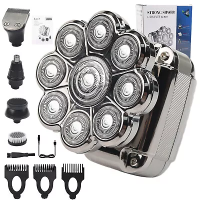 9D 5in1 Rotary Shaver Cordless Hair Trimmer Bald Head Razor Electric Men Wet Dry • $26.51