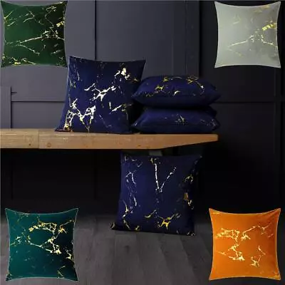 £19.99 • Buy 4 Pack Gold Metallic Velvet Cushion Covers Marble 18 Inch 45 X 45 Cm Square 