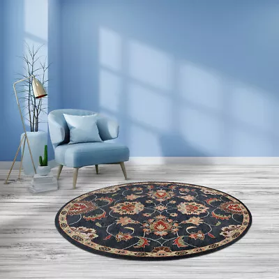 Hand Tufted Wool Round Area Rug Oriental Charcoal BBH Homes BBK00659 • $251.94