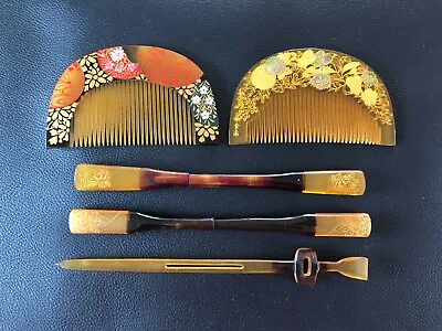 £161.86 • Buy Vintage Japanese Geisha Hair Ornament Kushi Comb Kanzashi Kougai Kimono Set /M57