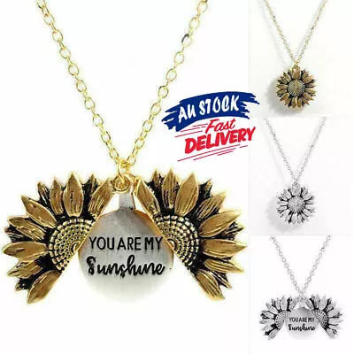 You Are My Sunshine Gold Sunflower Pendant S4 Necklace Chain Locket Open • $5.99