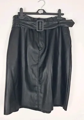 BNWT Vero Moda Faux Leather Skirt XXL Sze 16 Belted Paperbag Waist Knee Length D • $1865.13