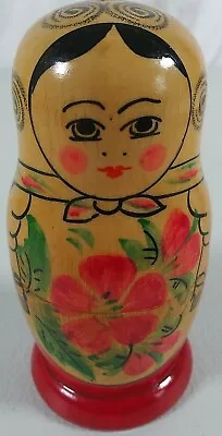 Russian Nesting Dolls 3 Babushka Matryoshka Yellow Wooden Flowers Hand Painted • $39.99