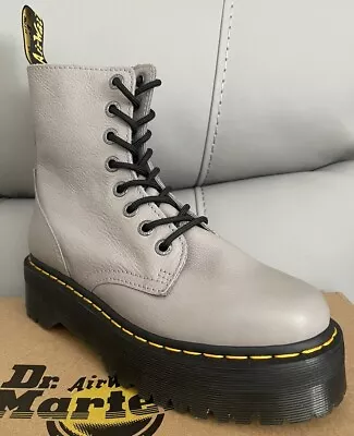 Dr. Martens Grey Jadon Iii Pisa Leather Platform Boots Size Uk 9 Eu 43 • £79