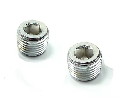 Pair 3/8  NPT NPTF Pipe Thread Allen Head Plug Chrome Plated Brass N-9P • $8.79